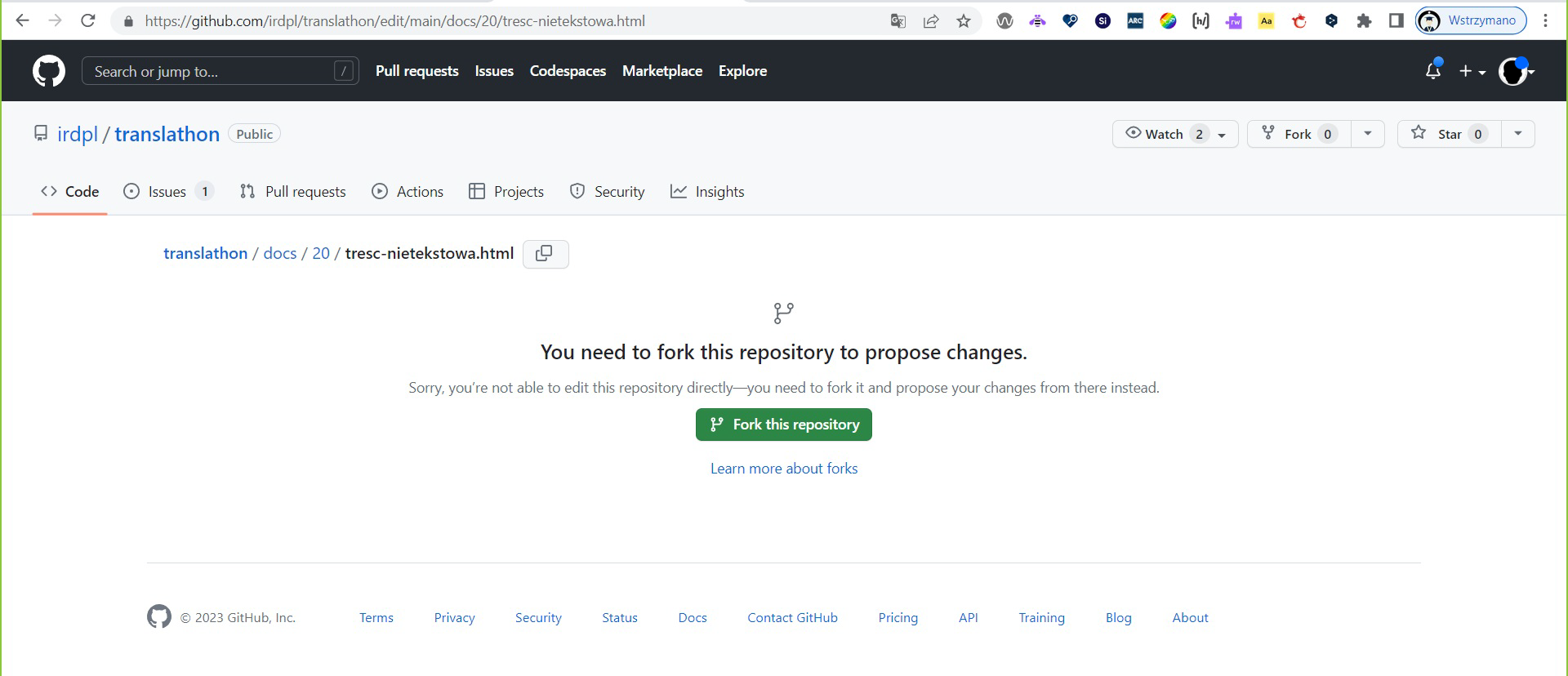 Ekran logowania do Github