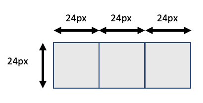 Three square boxes next to each other, each 24px wide.